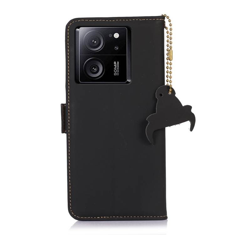 For Xiaomi 13T / Redmi K60 Ultra Genuine Leather Magnetic RFID Leather Phone Case(Black)