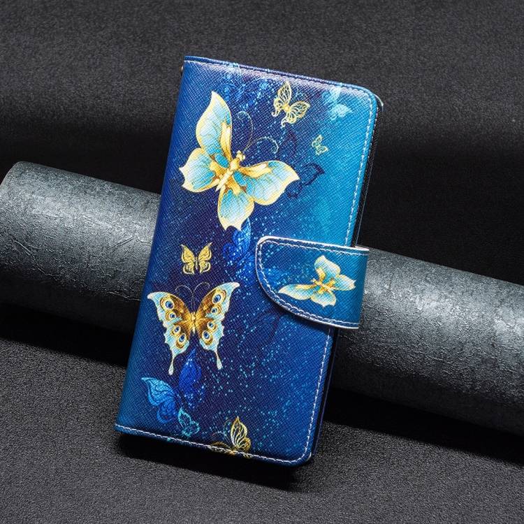 For Xiaomi Poco M6 Pro 4G Colored Drawing Pattern Zipper Leather Phone Case(Big Butterfly)