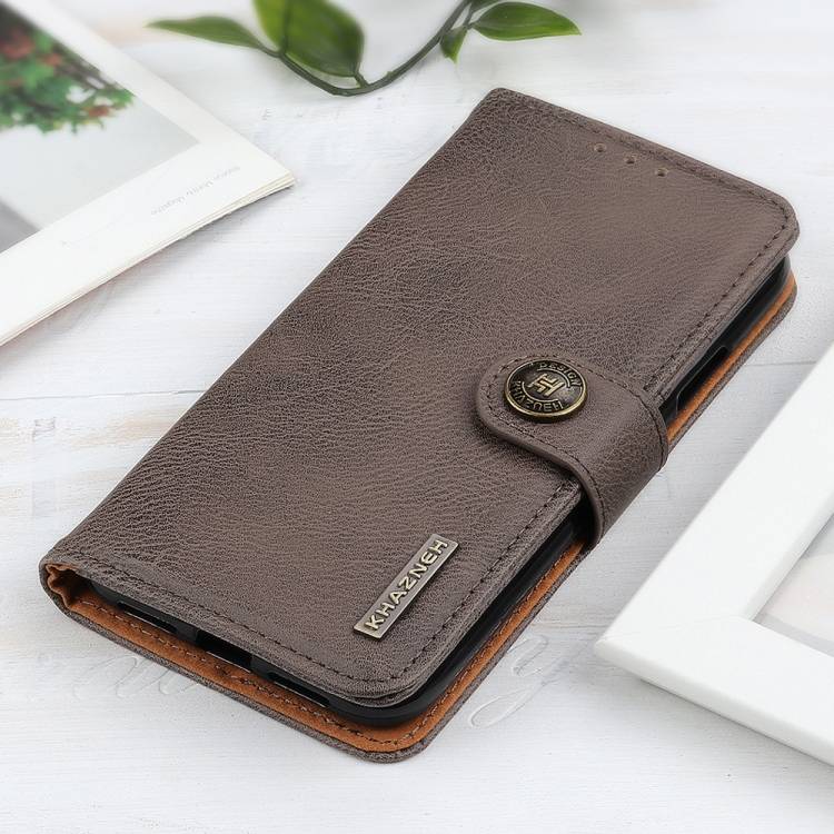 For iPhone 16 Pro KHAZNEH Cowhide Texture Horizontal Flip Leather Phone Case(Khaki)