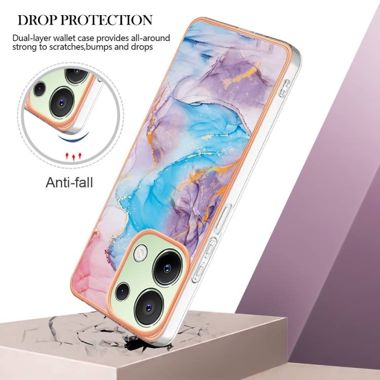 For Xiaomi Redmi Note 13 4G Global Electroplating IMD TPU Phone Case(Blue Marble)