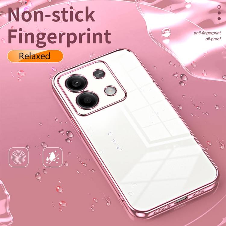 For Xiaomi Redmi Note 13 5G Transparent Plating Fine Hole Phone Case(Pink)