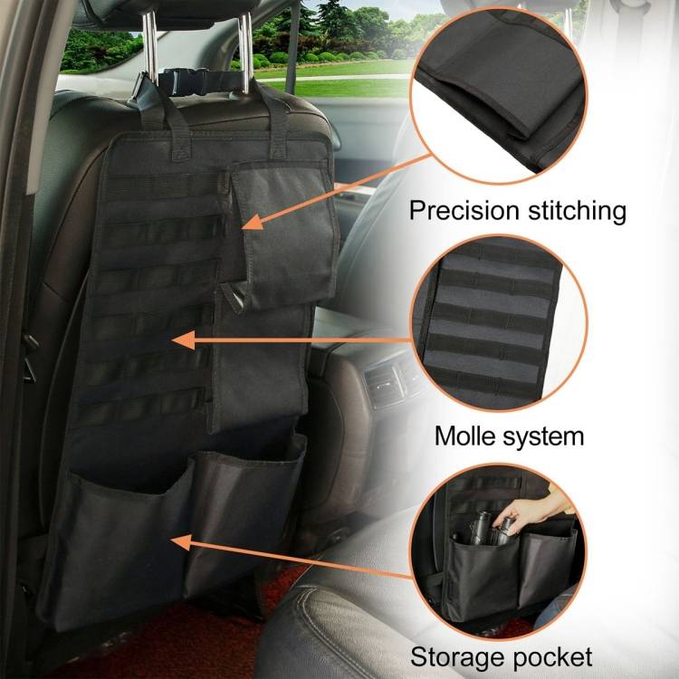 2pcs / Set Car Front Seat Back Storage Bag Car Hanging Organiser(Black)