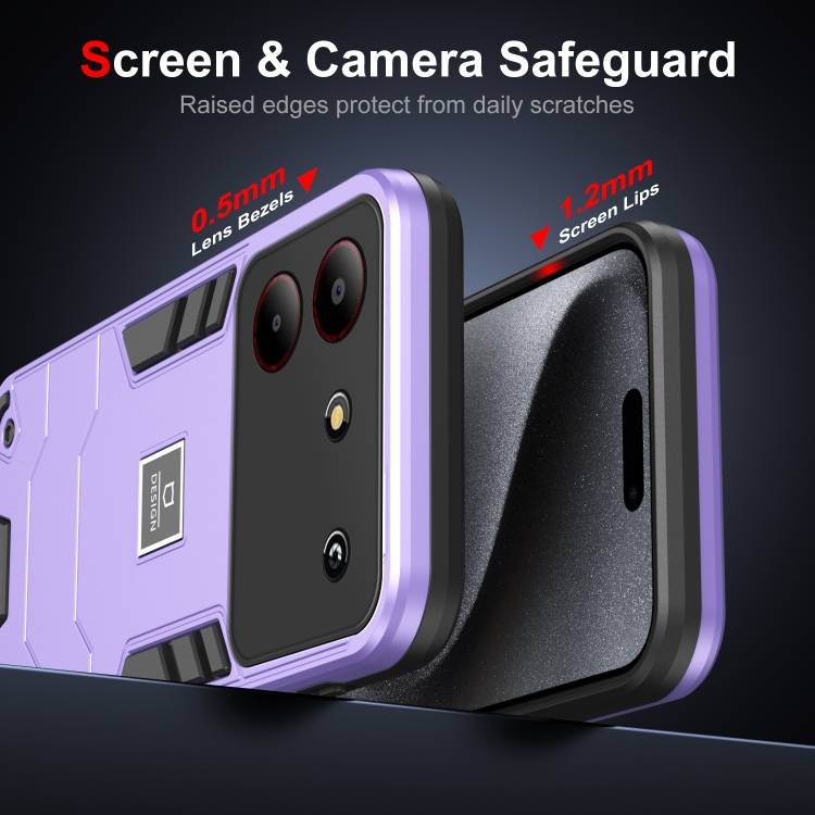 For ZTE Blade A54 2 in 1 Shockproof Phone Case(Purple)