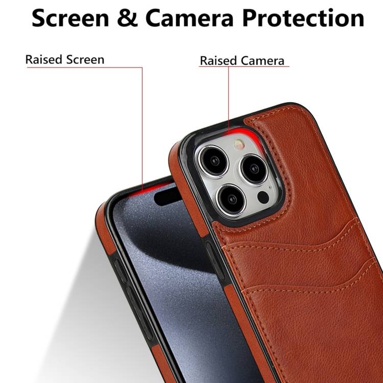 For iPhone 14 Plus Litchi Leather Skin Card Slots Phone Case(Brown)