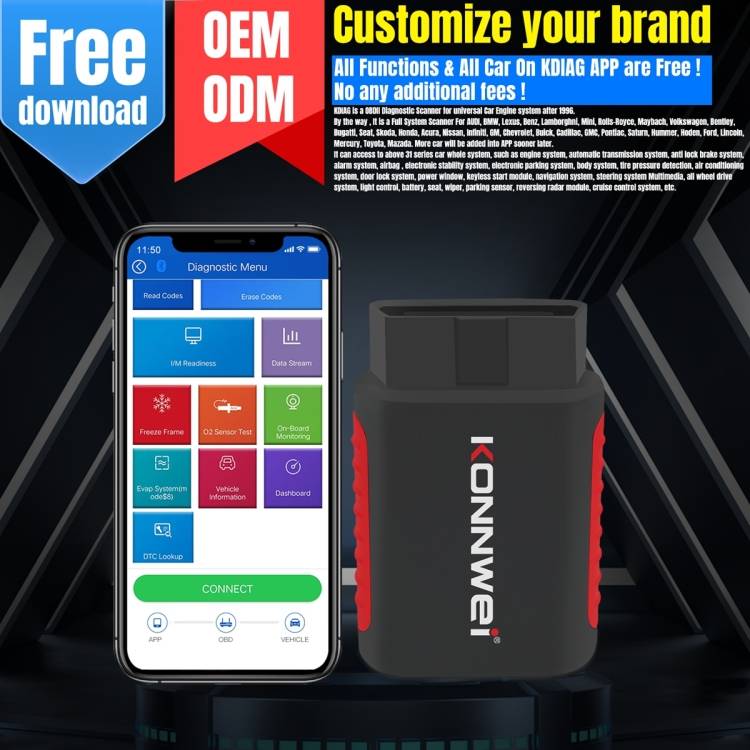 KONNWEI K DIAG Car OBDII Full System Diagnostic Scanner(Black Red)