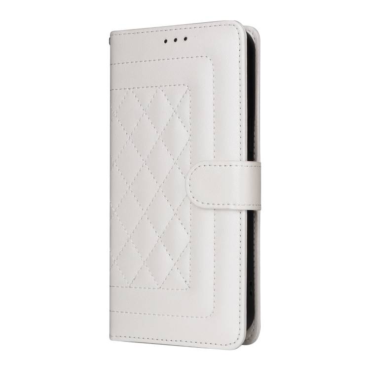 For Xiaomi Redmi 9T Diamond Lattice Leather Flip Phone Case(White)
