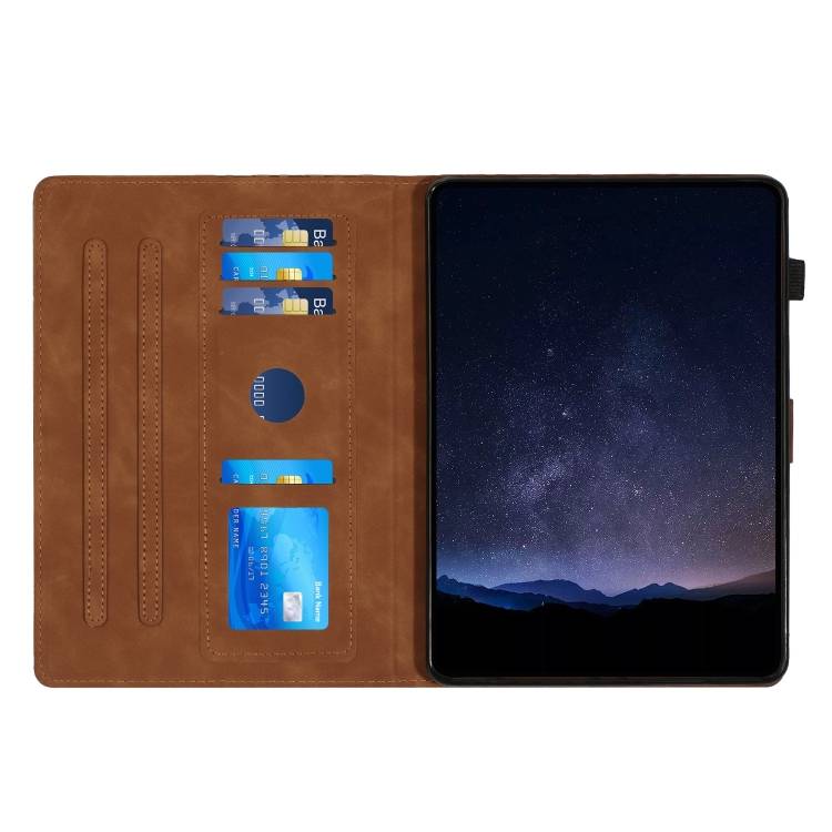 For Amazon Fire HD10 2023/2021 Building Blocks Embossed Leather Smart Tablet Case(Brown)