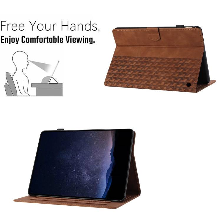 For Amazon Fire HD10 2023/2021 Building Blocks Embossed Leather Smart Tablet Case(Brown)