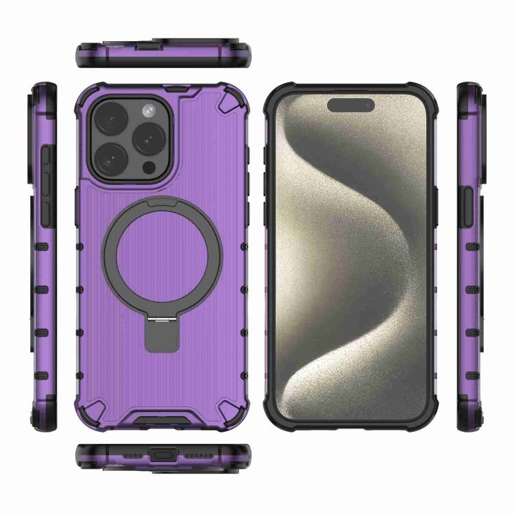 For iPhone 12 Pro Grating Holder Shockproof Phone Case(Purple)