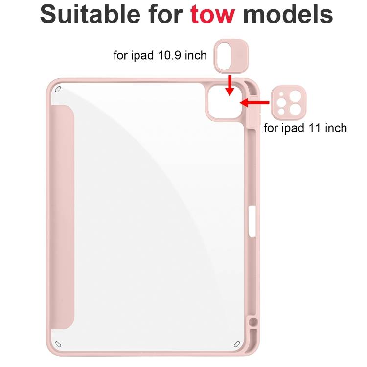 For iPad Pro 13 2024 Acrylic 3-folding Smart Leather Tablet Case(Pink)