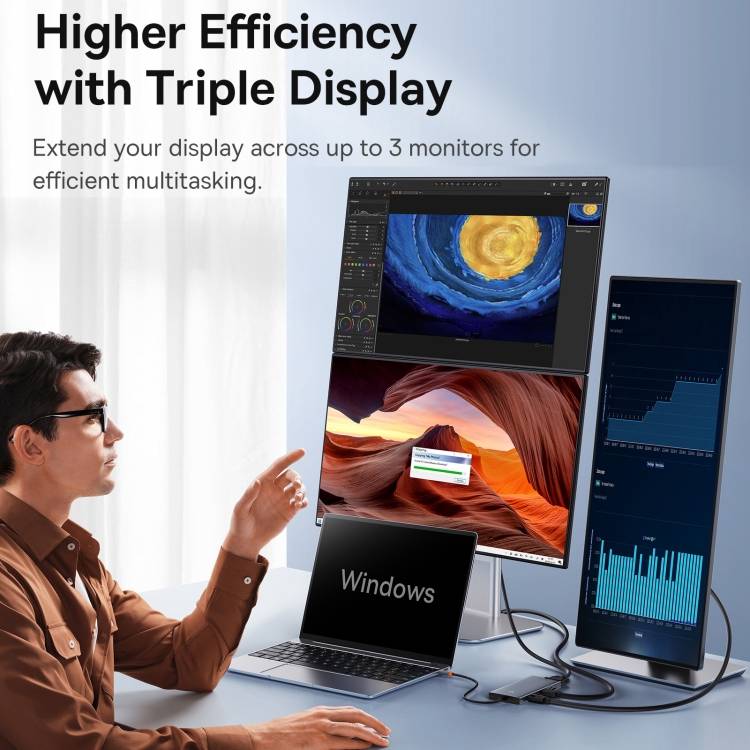 Baseus PortalJoy Series 13 in 1 Type-C to Quadruple Display HUB Adapter(Space Grey)