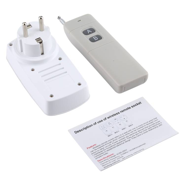 AK-DL220 220V Smart Wireless Remote Control Socket with Remote Control, Plug Type:EU Plug