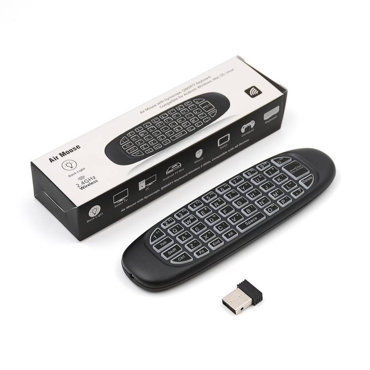 C120 Back-light Air Mouse 2.4GHz Wireless Keyboard 3D Gyroscope Sense Android Remote Controller for