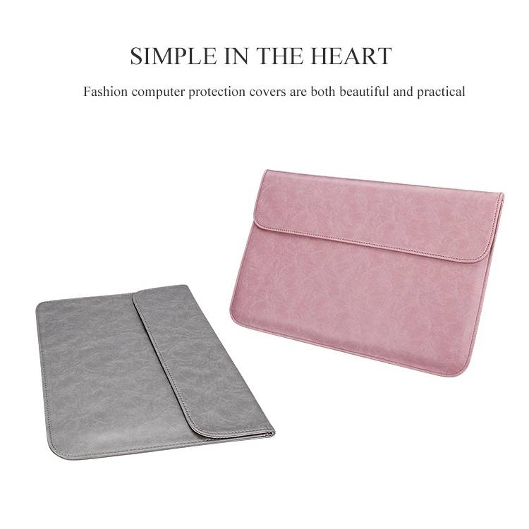 PU01S PU Leather Horizontal Invisible Magnetic Buckle Laptop Inner Bag for 13.3 inch laptops, with S