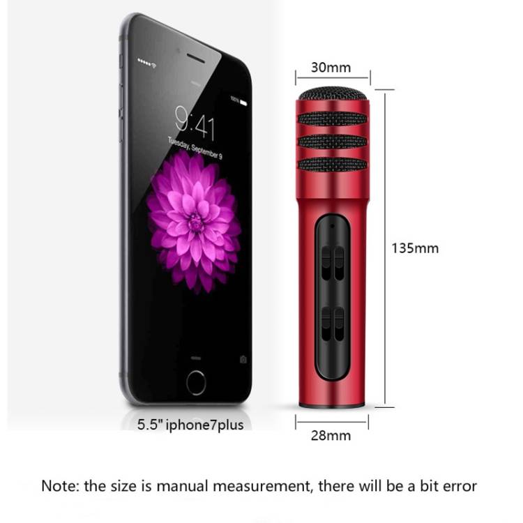 BGN-C7 Condenser Microphone Dual Mobile Phone Karaoke Live Singing Microphone Built-in Sound Card(Re