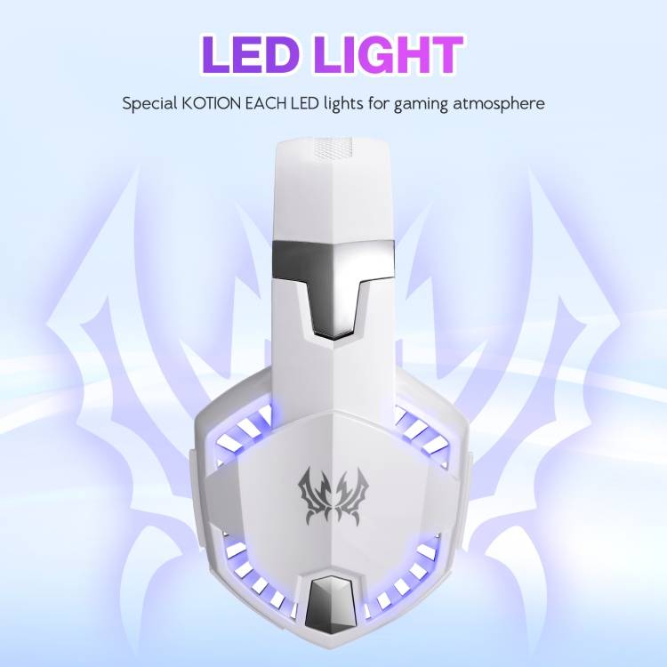 KOTION EACH G2000 Over-ear Gaming Headset with Mic Stereo Bass LED Light,Cable Length: 2.2m(White)