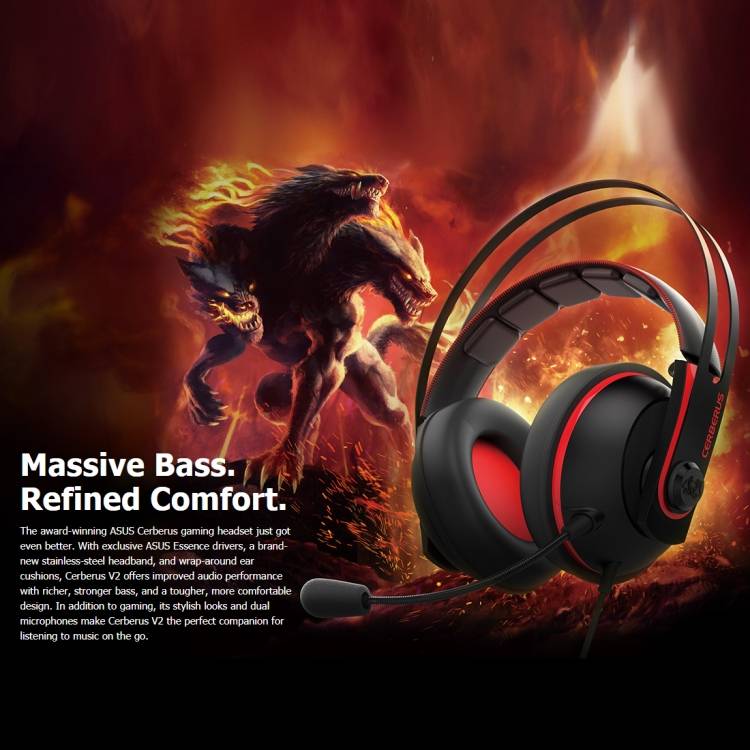 ASUS Cerberus V2 3.5mm Interface 53mm Speaker Unit Gaming Headset with Mic(Red)