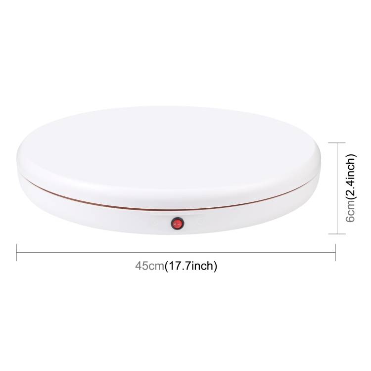 PULUZ 45cm Remote Control Adjusting Speed Rotating Turntable Display Stand, White, Load 100kg(EU Plu