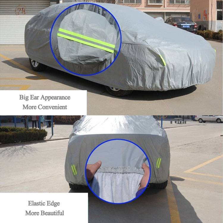 PEVA Anti-Dust Waterproof Sunproof Sedan Car Cover with Warning Strips, Fits Cars up to 4.9m(191 inc