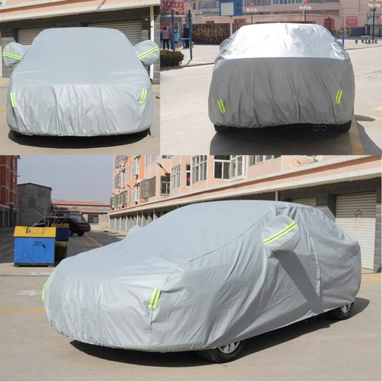 PEVA Anti-Dust Waterproof Sunproof Sedan Car Cover with Warning Strips, Fits Cars up to 4.9m(191 inc
