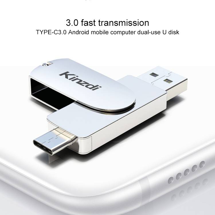 Kinzdi 32GB USB 3.0 + Type-C 3.0 Interface Metal Twister Flash Disk V11 (Silver)