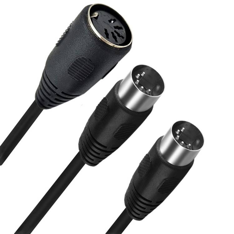 JUNSUNMAY MIDI 2 in 1 Din 5 Pin Male to Dual 2 Pin Female Cable Adapter, Cable Length: 50cm