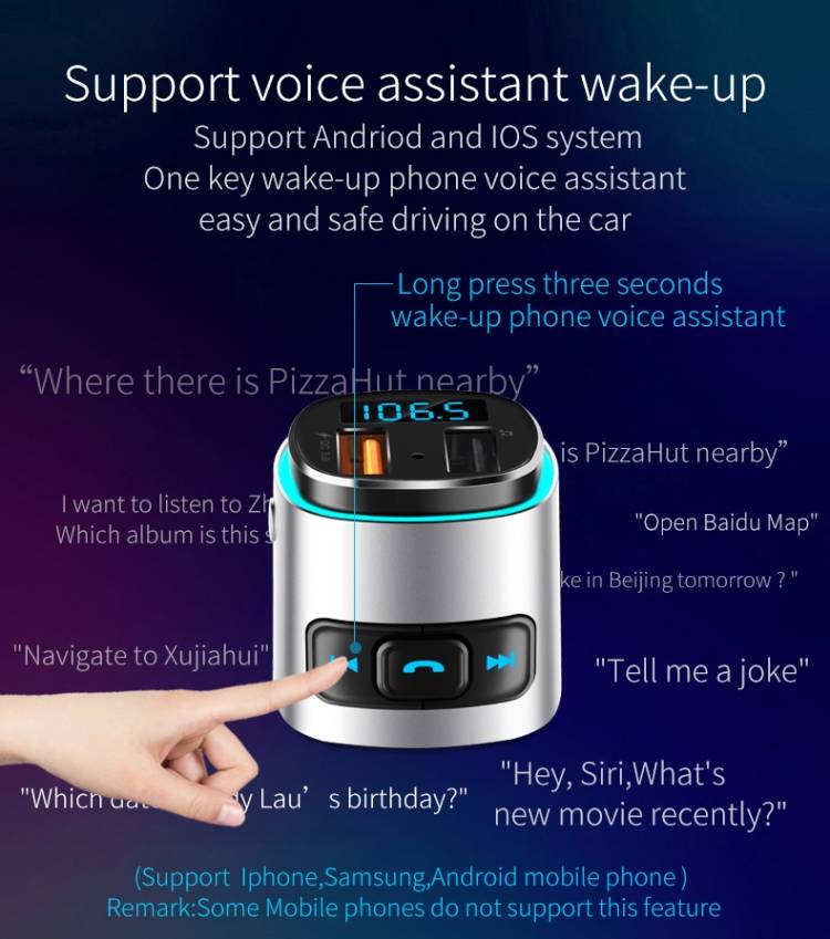 BC41 Multi-Functional MP3 Player, Bluetooth Receiver, USB Charger, Automobile Cigarette Lighter(Silv