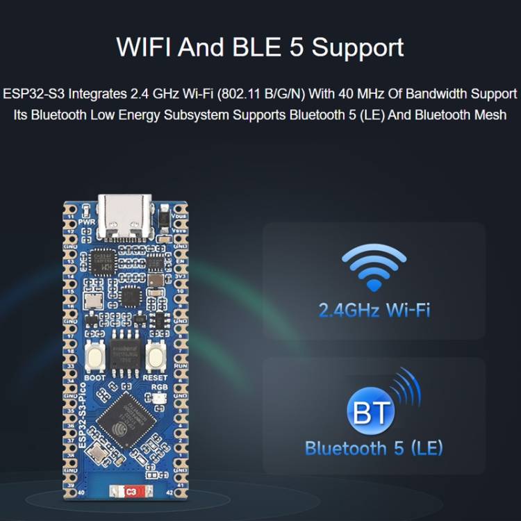 Waveshare ESP32-S3 Microcontroller 2.4 GHz Wi-Fi Development Board Dual-core Processor