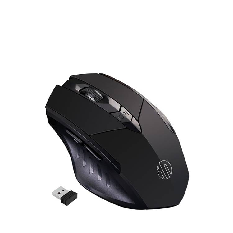 Inphic PM6 6 Keys 1000/1200/1600 DPI Home Gaming Wireless Mechanical Mouse, Colour: Black Wireless C