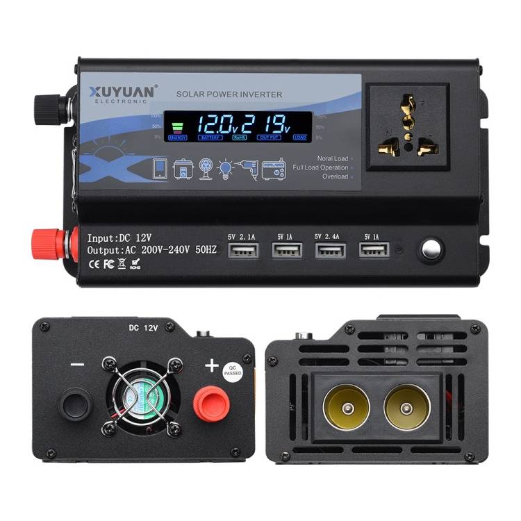 XUYUAN 4000W Car Inverter LED Colorful Atmosphere Light 4 USB Charging Converter, Specification: 12V