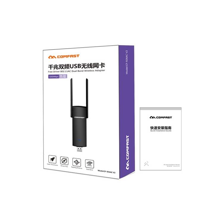 COMFAST CF-926AC V2 1200Mbps Dual-band Wifi USB Network Adapter Transmitter Receiver