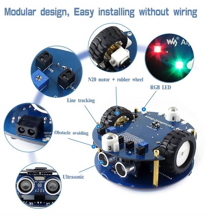 Waveshare AlphaBot2 Robot Building Kit for Arduino (no Arduino Controller)