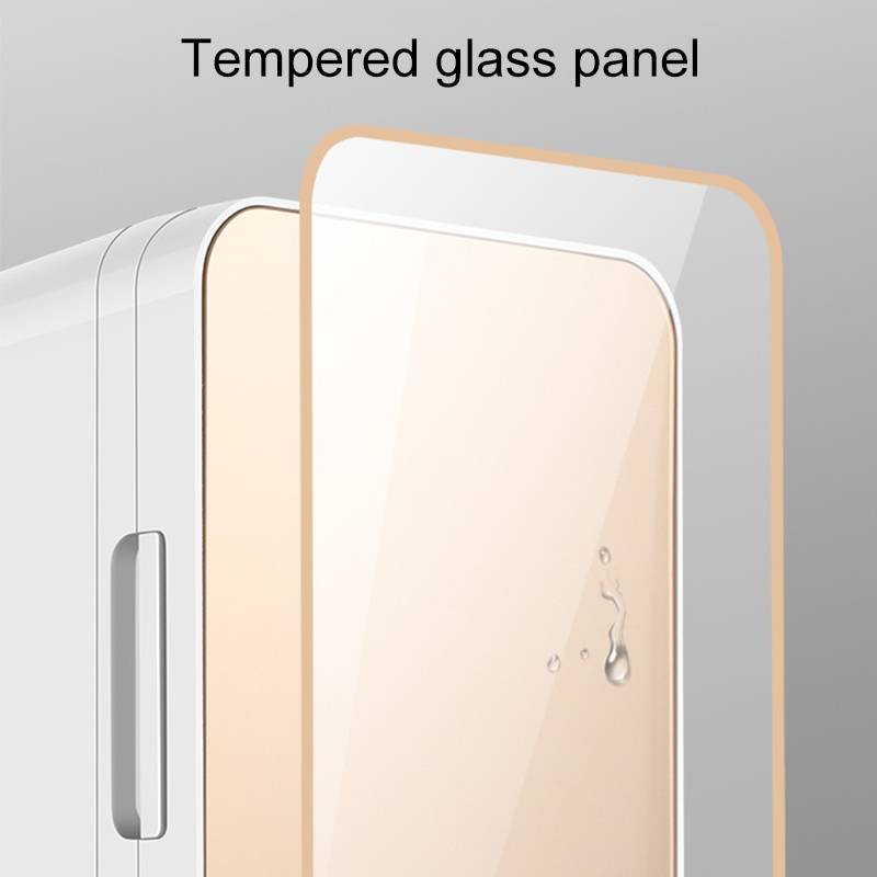 8L 37-48W Tempered Glass Panel Car / Home Mini Refrigerator, EU Plug (Silver)