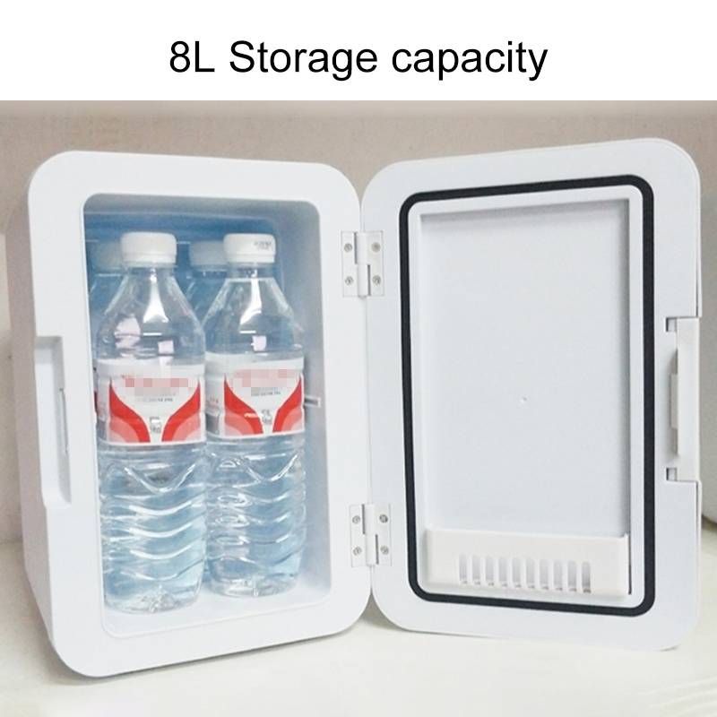 8L 37-48W Tempered Glass Panel Car / Home Mini Refrigerator, EU Plug (Silver)