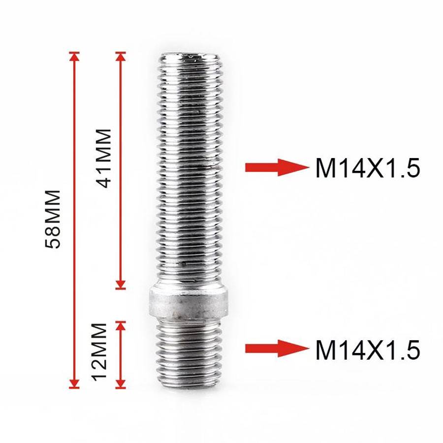 20pcs / Set 5.8cm Universal Car Modification Extended Wheels Stud Conversion M14x1.5 to M14x1.5 Scre