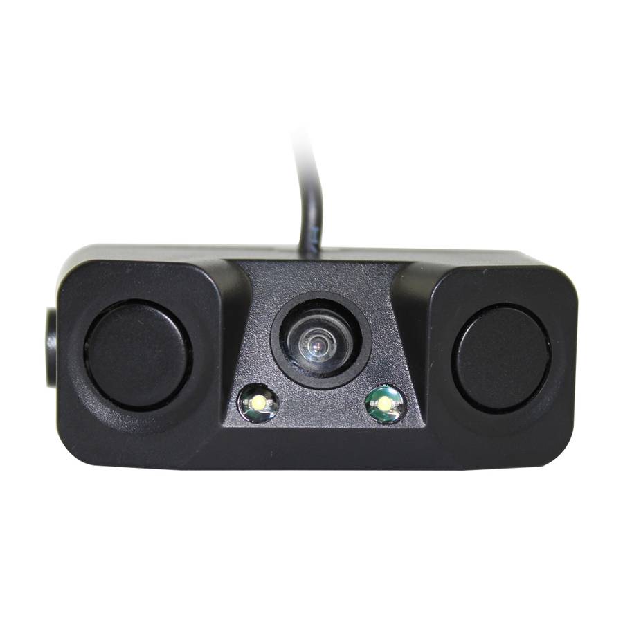 PZ-451 Car Camera LED Lights Parking Sensor 3 in 1 Night Vision Camera Monitor with Buzzer,DC 12V,