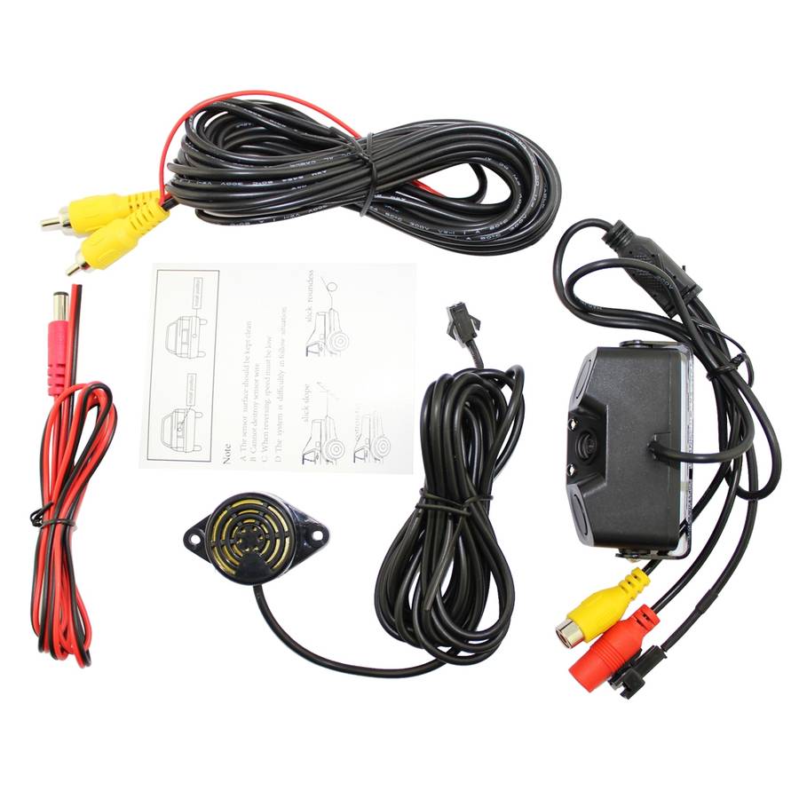 PZ-451 Car Camera LED Lights Parking Sensor 3 in 1 Night Vision Camera Monitor with Buzzer,DC 12V,