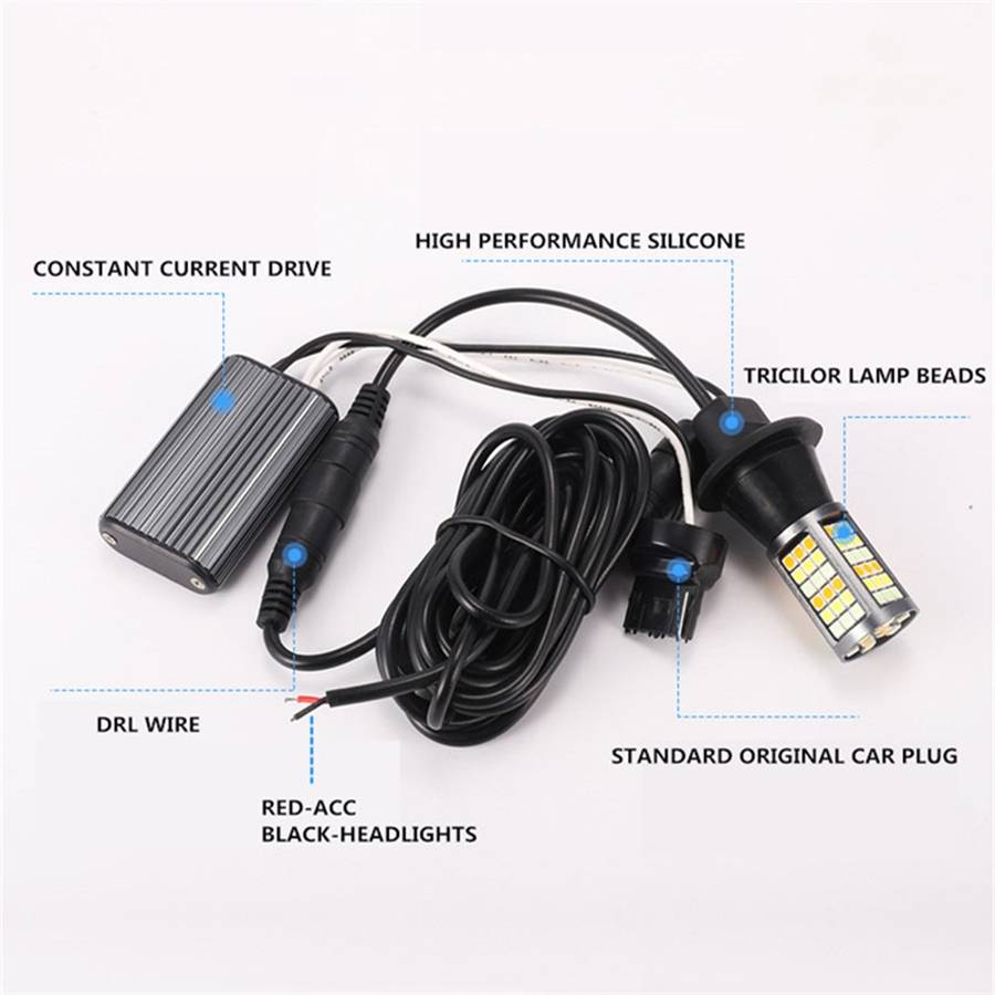 T20/7740 DC12V 3.7W 81 SMD-3030-LEDs Three Color Car DRL&Turn Light, Length: 2m