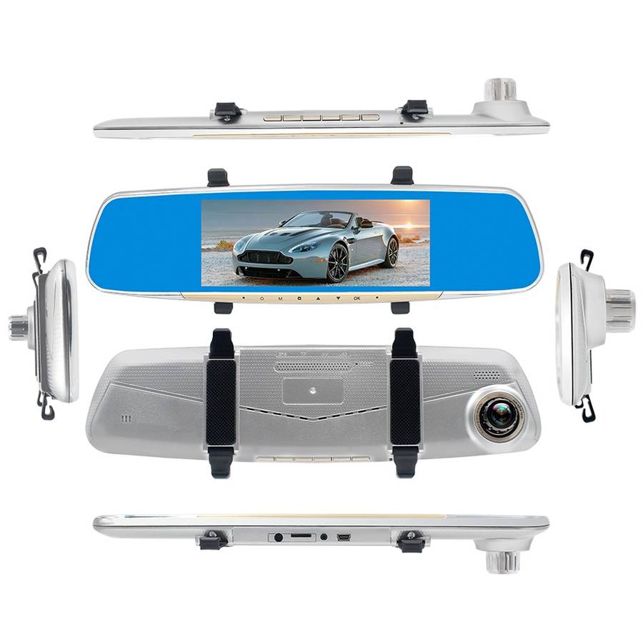 V100 7 inch LCD Touch Screen Rear View Mirror Car Recorder with Separate Camera, 170 Degree Wide Ang