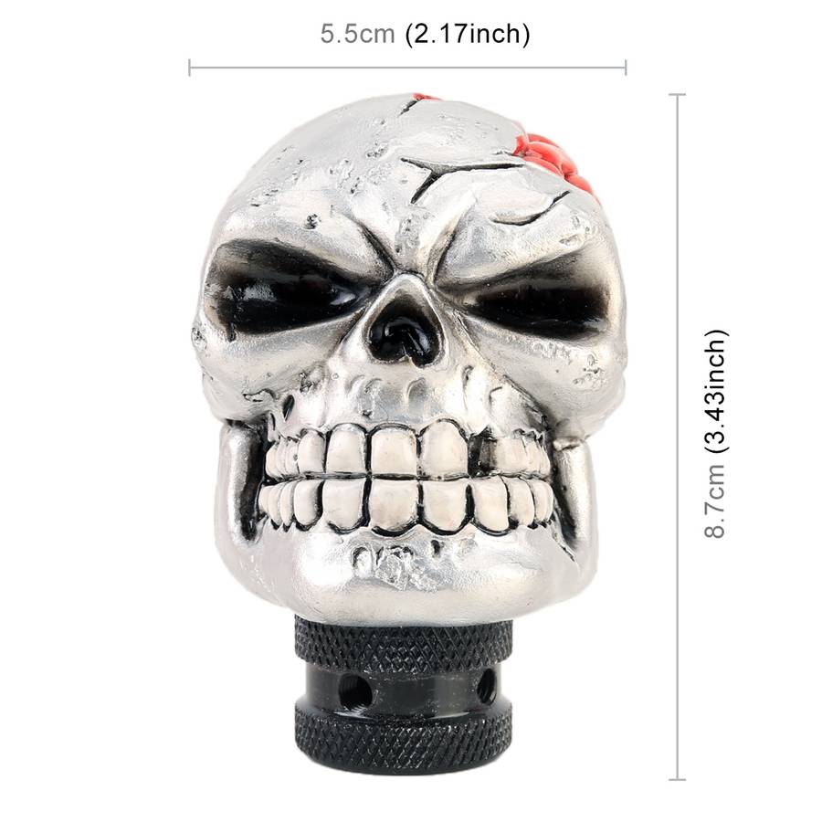 Universal Skull Head Shape Manual or Automatic Gear Shift Knob, Size: 8.7x5.5cm (Black)