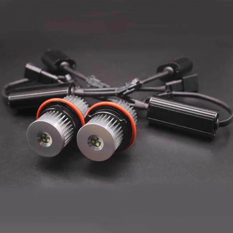 2 PCS DC 12-24V 20W 1600LM 4-LED Angel Eyes Light Bulb for BMW E39/E53/E60/E61/E ... (White Light)