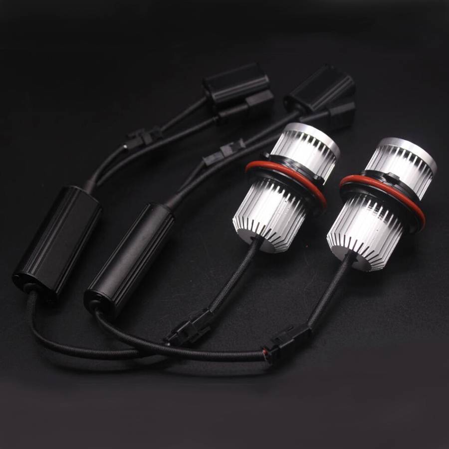2 PCS DC 12-24V 20W 1600LM 4-LED Angel Eyes Light Bulb for BMW E39/E53/E60/E61/E ... (White Light)