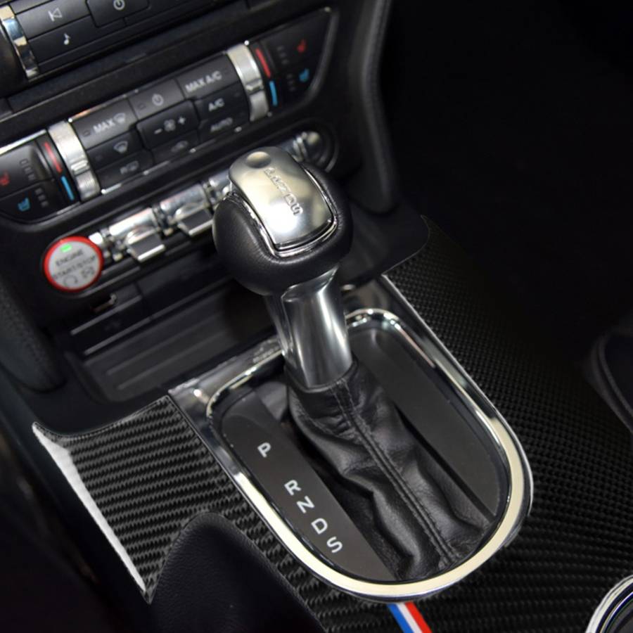 Car USA Color Carbon Fiber Left Drive Gear Position Panel Decorative Sticker for Ford Mustang 2015-2
