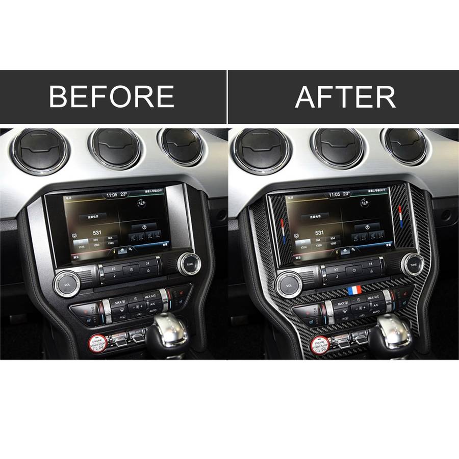 Car USA Color Carbon Fiber Central Control Panel Decorative Sticker for Ford Mustang 2015-2017