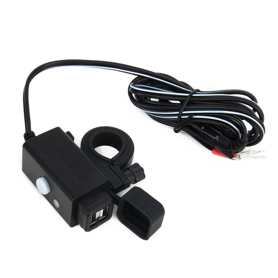 Waterproof Motorcycle USB Phone Charger Adapter with Power Switch 5V Dual Ports Smart Charging Pow