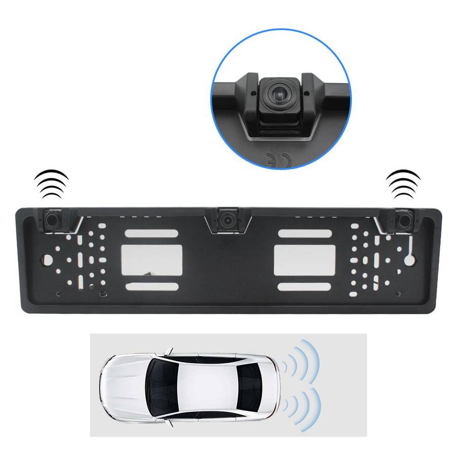 PZ600-L Europe Car License Plate Frame Rear View Camera Visual Rear View Parking System with 2 Rever