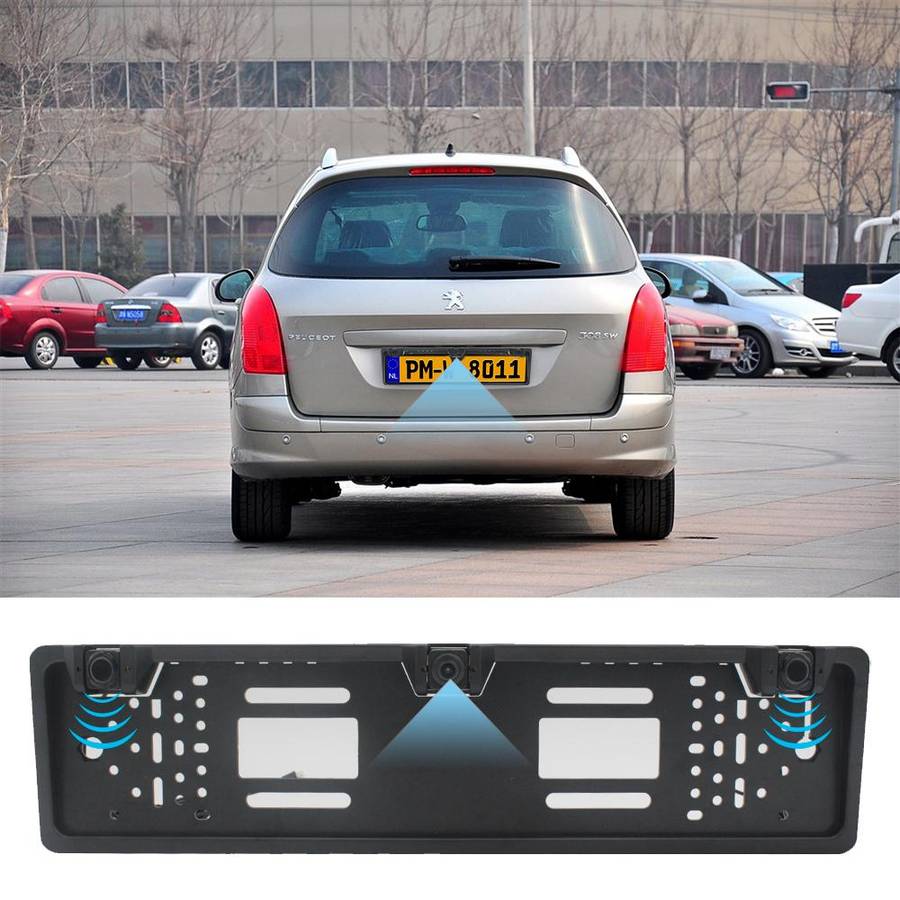 PZ600-L Europe Car License Plate Frame Rear View Camera Visual Rear View Parking System with 2 Rever