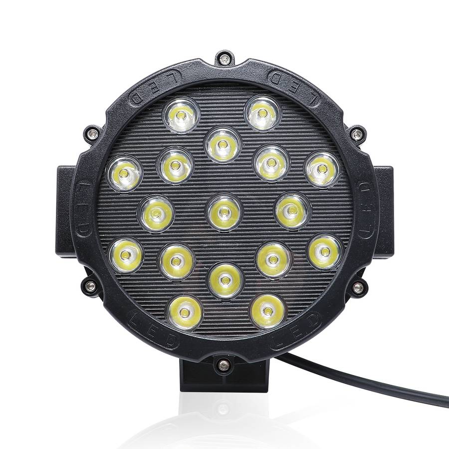 2 PCS 51W 3500LM 6500K White Light 17 LED Waterproof Car Boat Marine Work Lights Spotlight LED Bulb