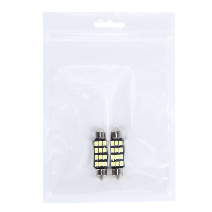 2 PCS 3.5W 250 LM 6000K 39MM 12 SMD-2835 LEDs Bicuspid Port Decoding Car Dome Lamp LED Reading Light