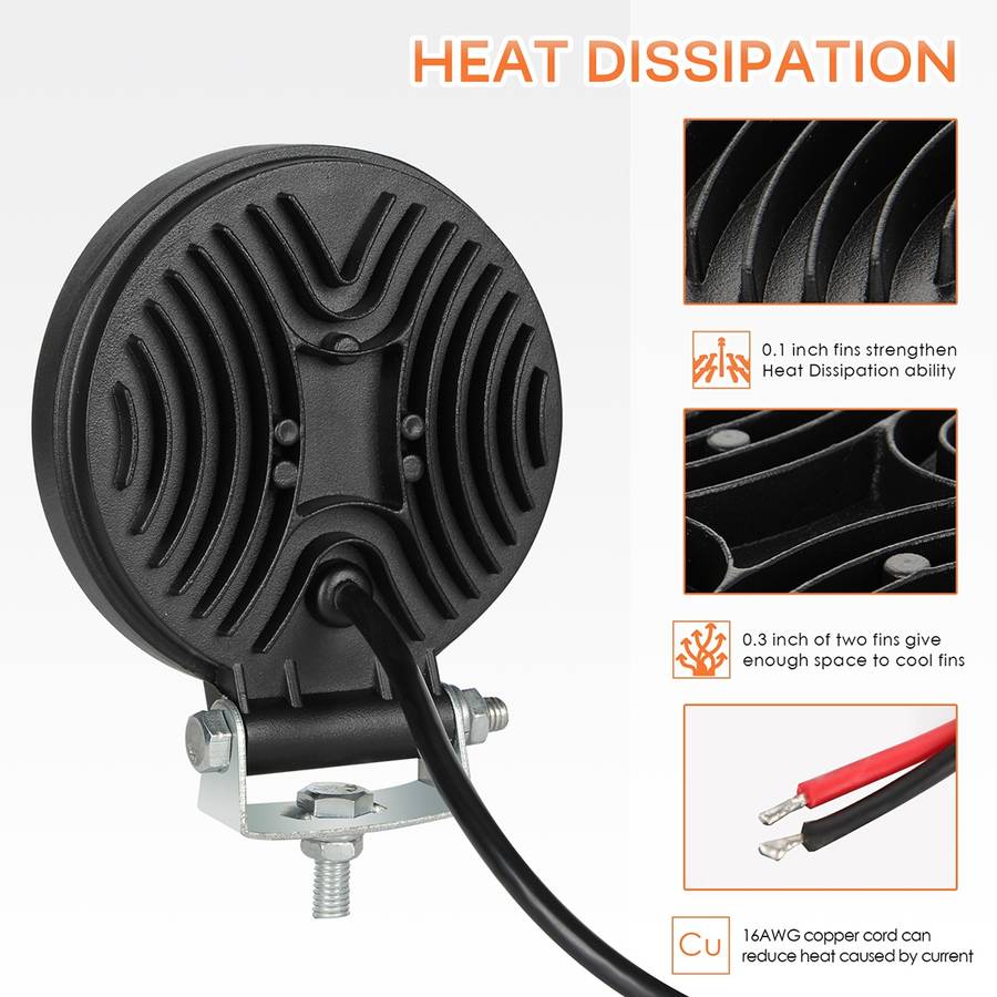 2 PCS 4 inch 15W Spot / Flood Light White Light Round-Shaped Waterproof Car SUV Work Lights Spotligh